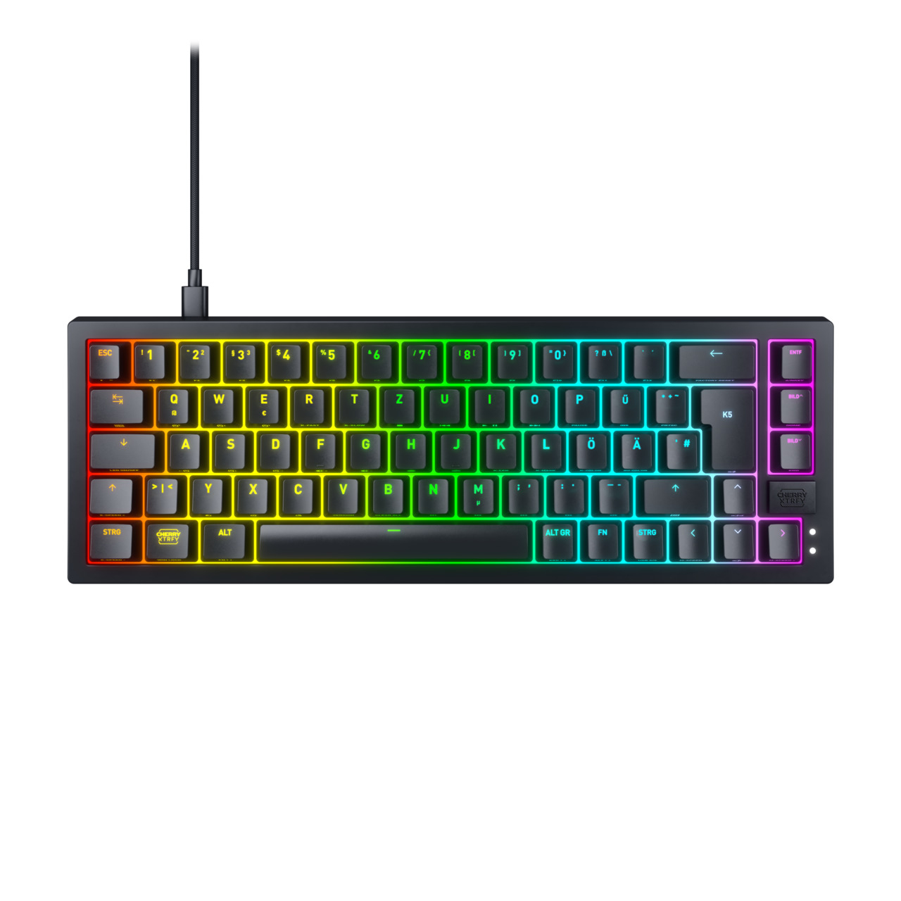 CHERRY K5V2 Compact toetsenbord Gamen USB QWERTZ Duits Zwart