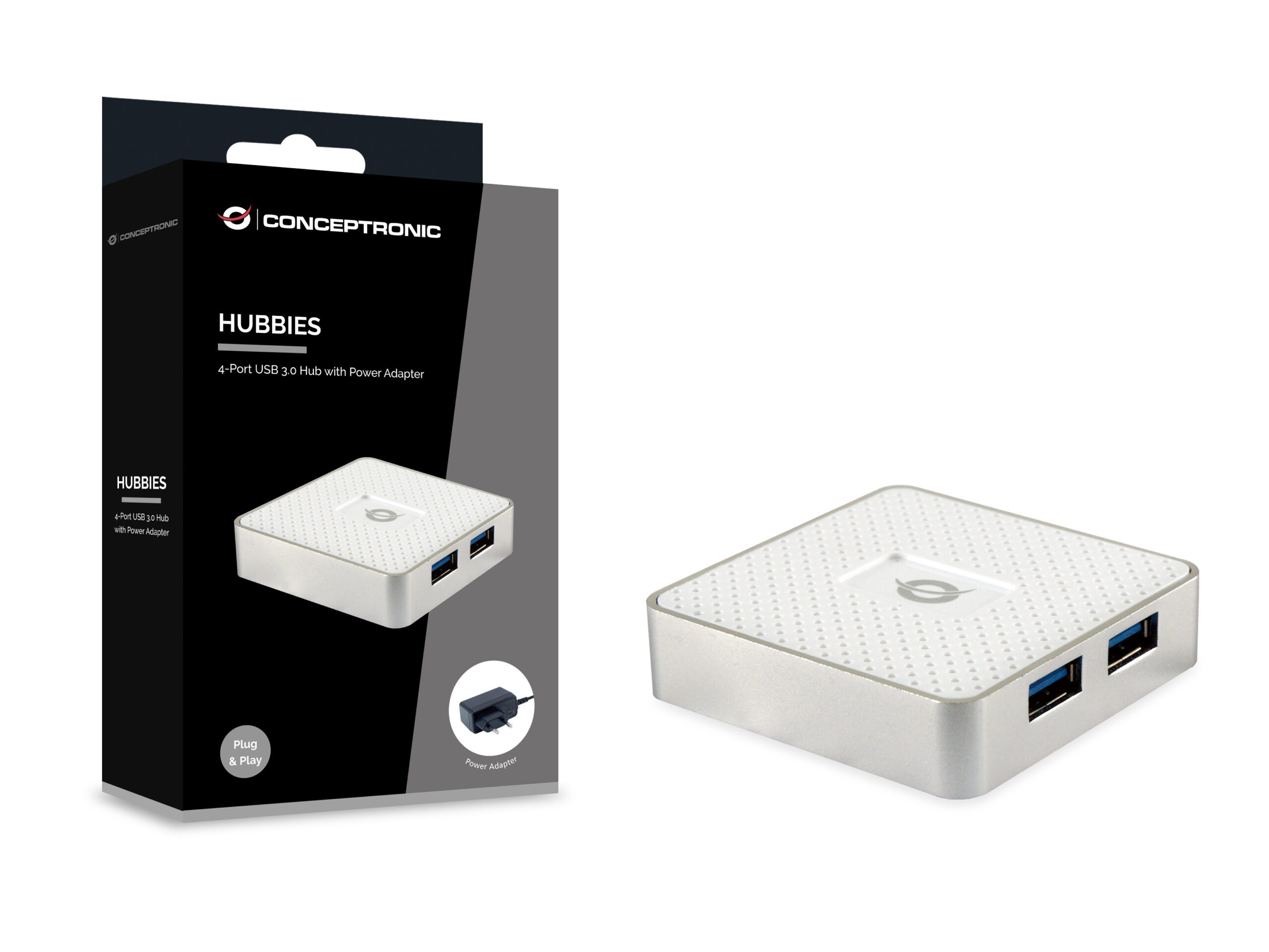 Conceptronic HUBBIES03W interface hub USB 3.2 Gen 1 (3.1 Gen 1) Micro-B 5000 Mbit/s Wit - Afbeelding 3