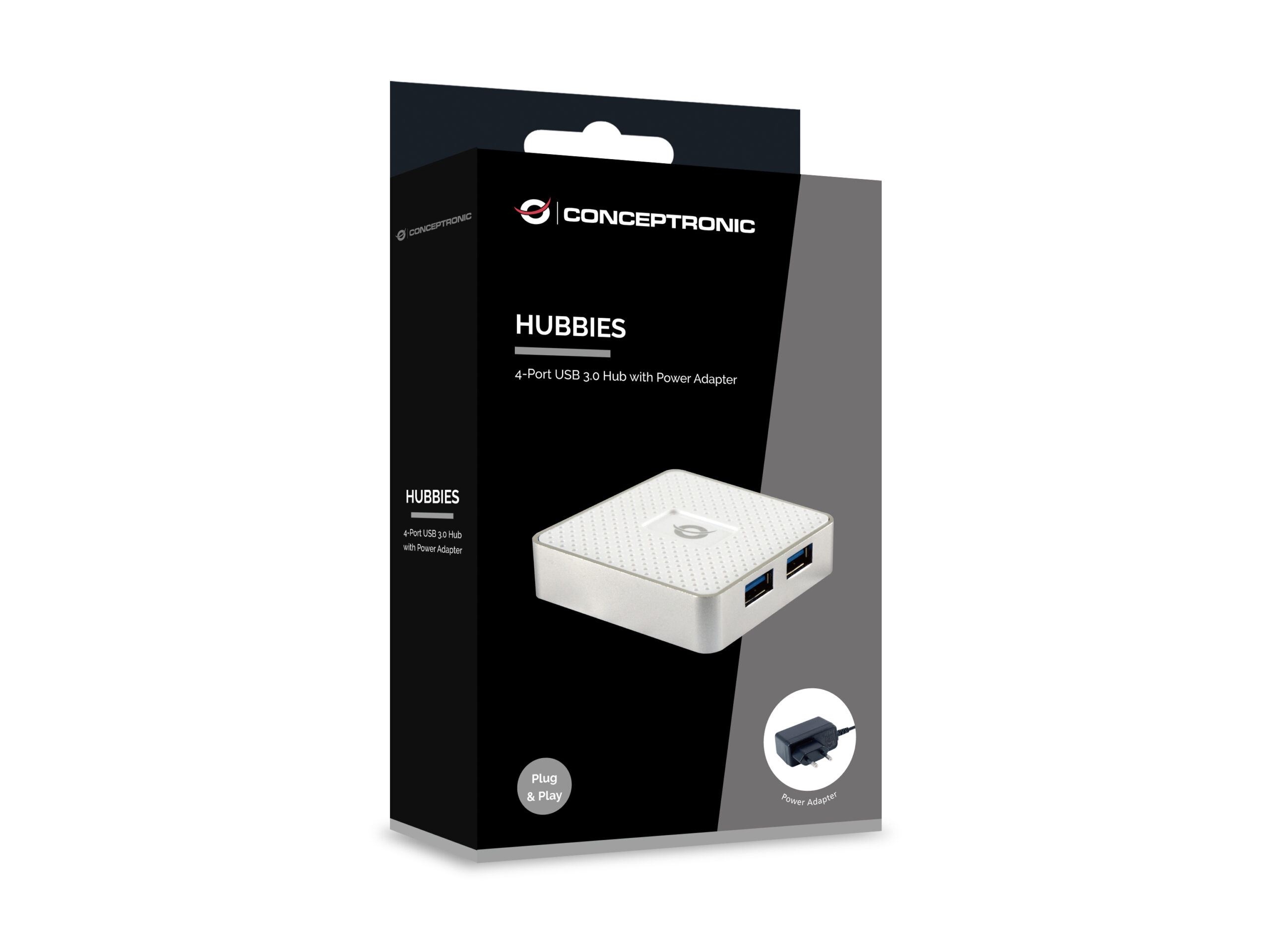 Conceptronic HUBBIES03W interface hub USB 3.2 Gen 1 (3.1 Gen 1) Micro-B 5000 Mbit/s Wit - Afbeelding 4