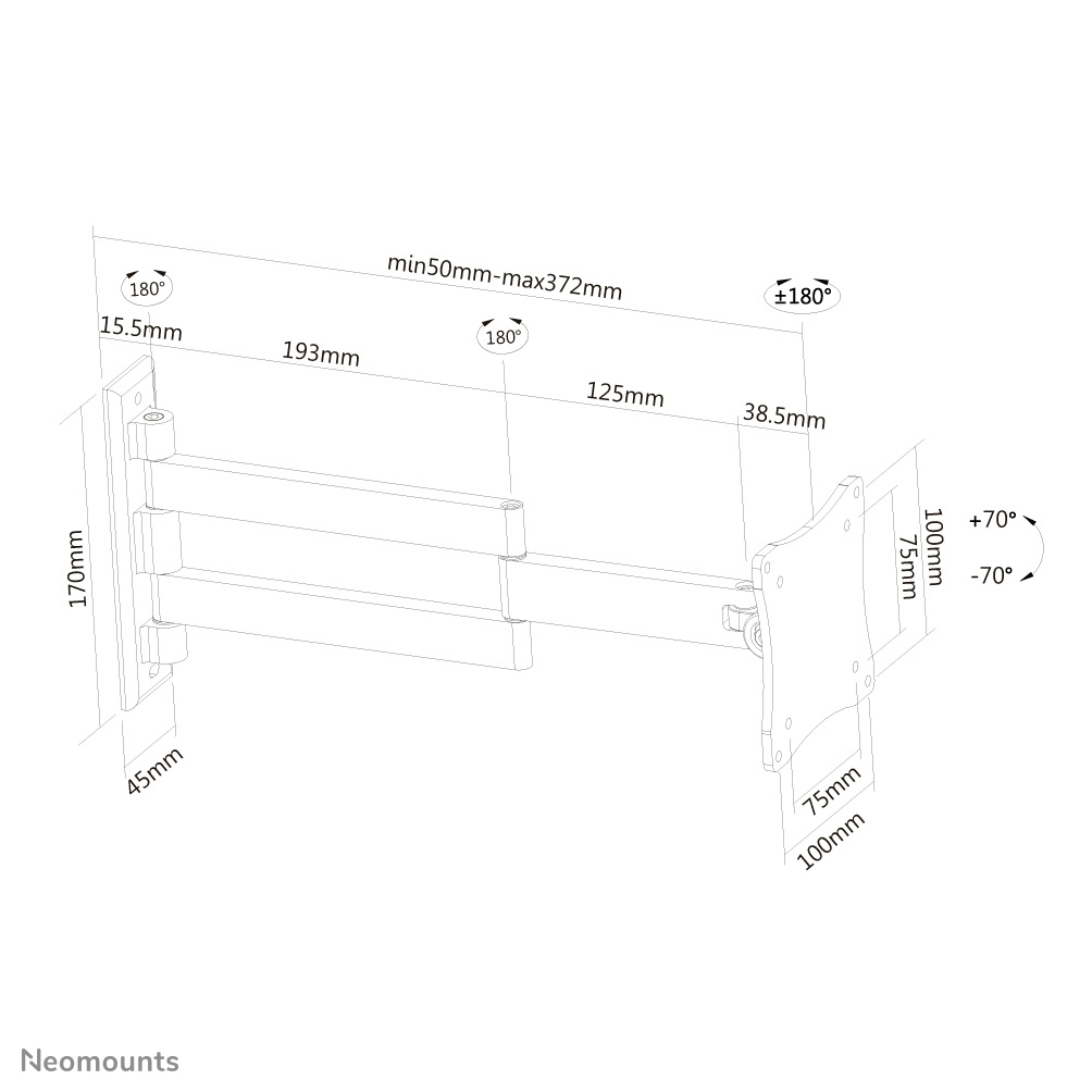 Neomounts FPMA-W830BLACK Monitor/TV-beugel wand 10-27" - full motion - Afbeelding 10