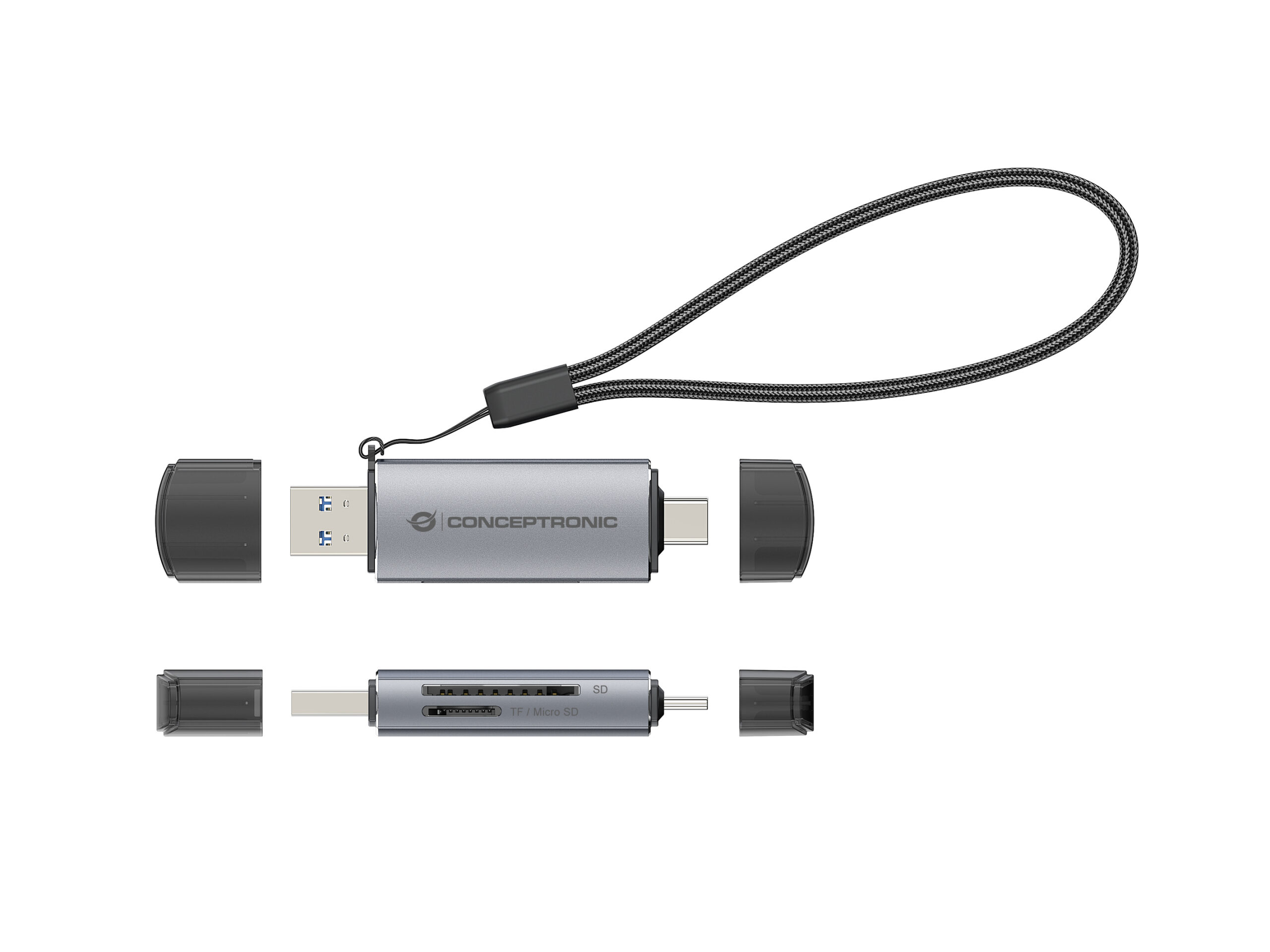 Conceptronic BIAN05G geheugenkaartlezer USB 3.2 Gen 1 (3.1 Gen 1) Type-A/Type-C Grijs - Afbeelding 7