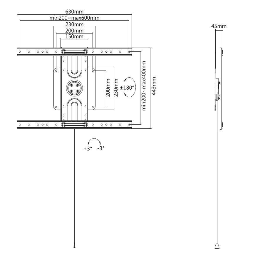 Equip 650331 37“-80” Universele Roterende TV Muurbeugel - Afbeelding 10