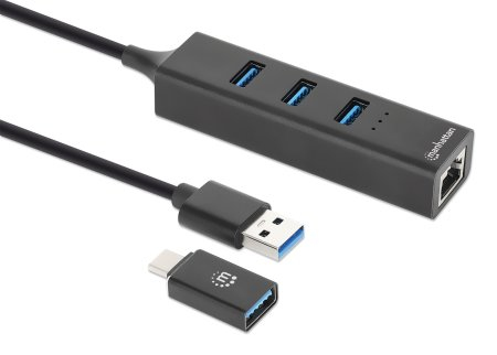 Manhattan 180894 interface hub USB 3.2 Gen 1 (3.1 Gen 1) Type-A + Type-C 5000 Mbit/s Zwart - Afbeelding 3