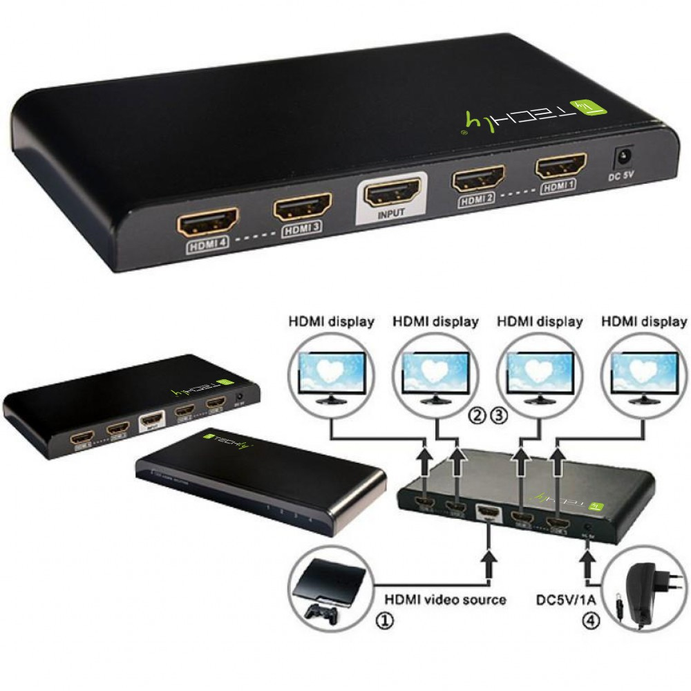Techly IDATA HDMI-4K4 video splitter 4x HDMI - Afbeelding 5