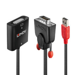 Lindy 38184 video kabel adapter 0,2 m DVI-D VGA (D-Sub) + USB Zwart, Oranje - Afbeelding 2