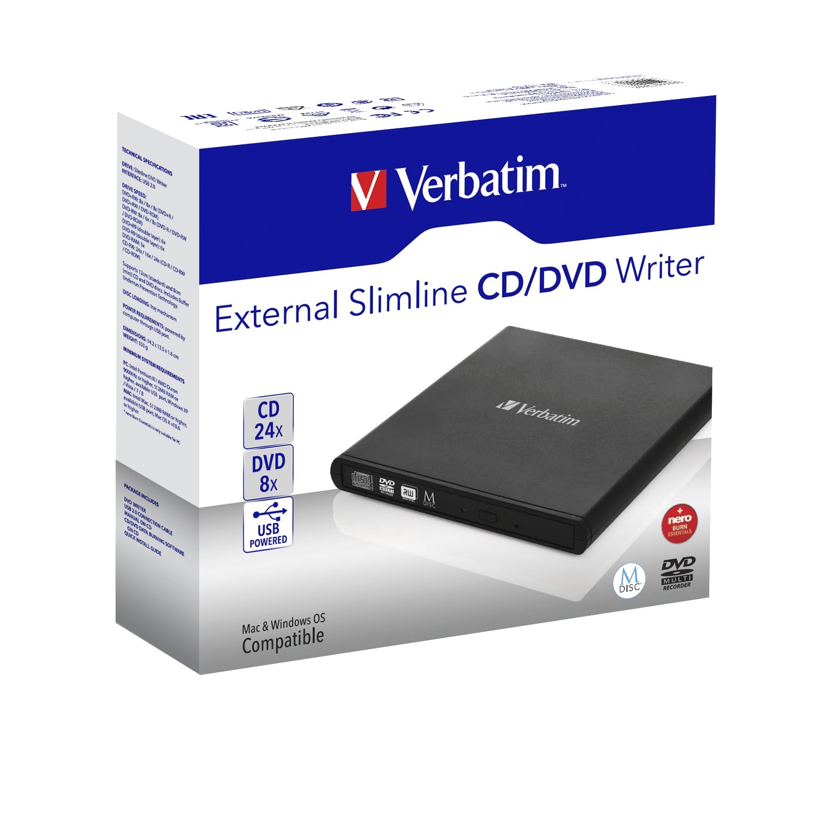 Verbatim Slimline CD/DVD optisch schijfstation DVD-RW Zwart - Afbeelding 6