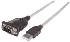 Manhattan 151856 seriële kabel Zilver 0,45 m USB A Serial/COM/RS232/DB9