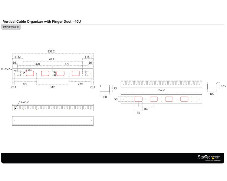 StarTech.com Verticale kabelmanager met kabelgeleiders 0U 1,8 m - Afbeelding 13