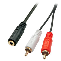 Lindy 35677 audio kabel 0,25 m 2 x RCA 3.5mm Zwart, Rood, Wit - Afbeelding 2