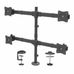 StarTech.com Quad Monitor Arm voor VESA Schermen tot 27" (8kg), 2x2 Configuratie, Verstelbare Hoogte, Scharnierende Monitorsteun met Verticale Arm, Draaien/Kantelen/Zwenken, Bureauklem/Doorvoertule