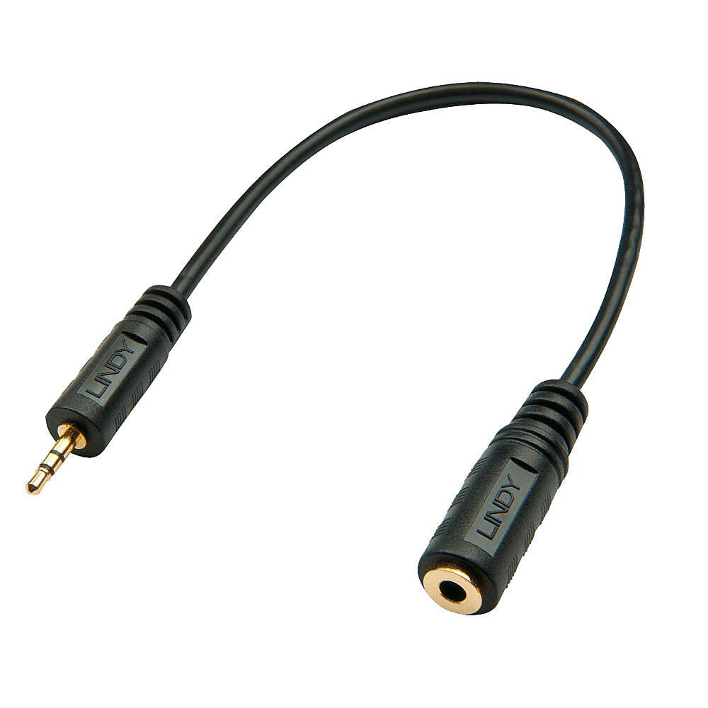 Lindy 35698 audio kabel 0,2 m 2.5mm 3.5mm Zwart - Afbeelding 3