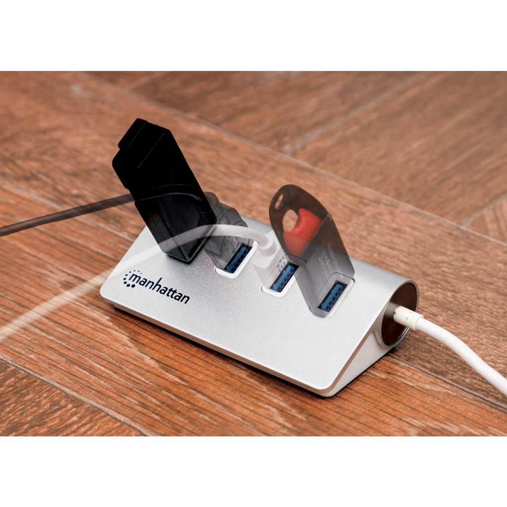 Manhattan 163767 interface hub USB 3.2 Gen 1 (3.1 Gen 1) Type-A 5000 Mbit/s Aluminium, Wit - Afbeelding 7