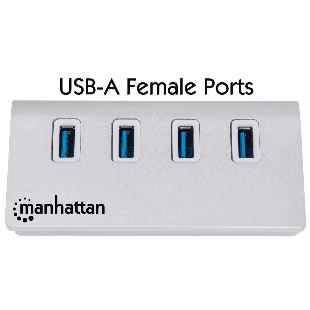 Manhattan 163767 interface hub USB 3.2 Gen 1 (3.1 Gen 1) Type-A 5000 Mbit/s Aluminium, Wit - Afbeelding 4