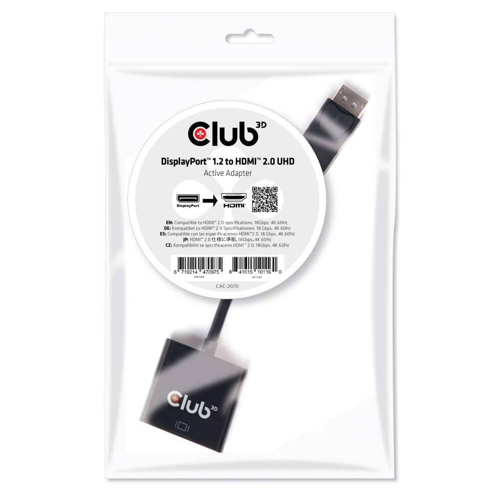CLUB3D DisplayPort 1.2 to HDMI 2.0 UHD Active Adapter - Afbeelding 3