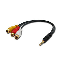 Lindy 35539 composiet videokabels 0,25 m 3.5mm 3 x RCA Zwart - Afbeelding 2
