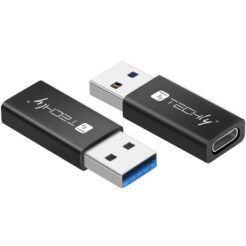 Techly IADAP USB3-AFT tussenstuk voor kabels USB A USB C Zwart