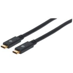 Manhattan USB-C naar USB-C kabel, 2 m, mannelijk naar mannelijk, 5 Gbps (USB 3.2 Gen1 / USB 3.0), 3A, zwart, levenslange garantie, equivalent aan USB315CC2M - Afbeelding 2
