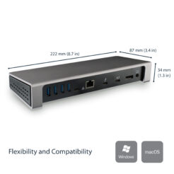StarTech.com Thunderbolt 3 Dock - Dual Monitor 4K 60Hz TB3 Laptop Docking Station met DisplayPort - 85W Power Delivery Charging - 6-Port USB 3.0 Hub, SD 4.0, GbE, Audio - Windows & Mac - Afbeelding 9