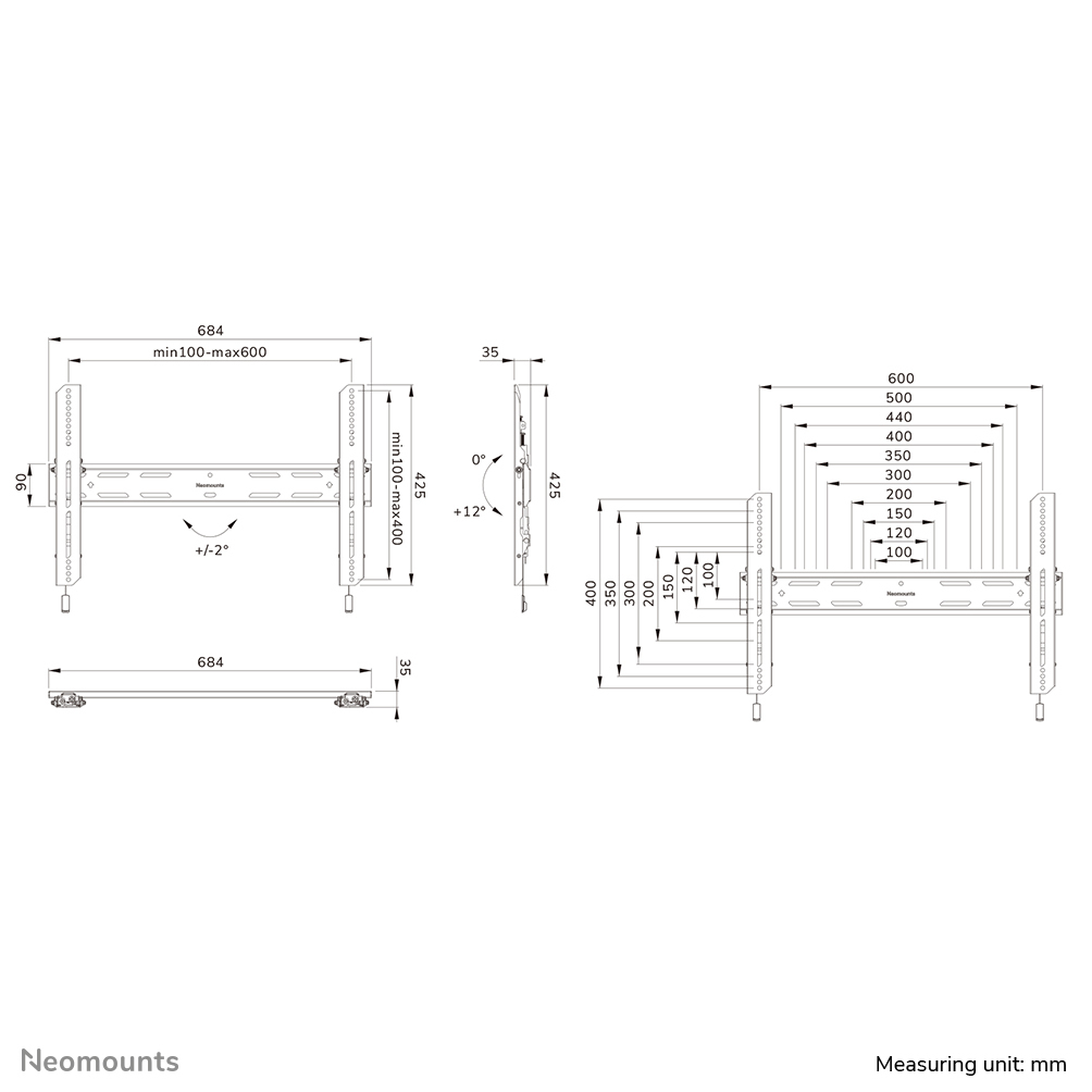 Neomounts WL35S-850BL16 TV-beugel wand 42-86" - kantelbaar - vergrendelbaar - snelle installatie - Afbeelding 21