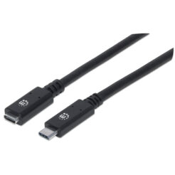 Manhattan 355230 USB-kabel USB 3.2 Gen 2 (3.1 Gen 2) 0,5 m USB C Zwart