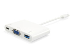 Equip USB-C naar VGA (HD15), USB-A, 60W USB PD adapter