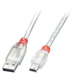 Lindy 41782 USB-kabel USB 2.0 1 m USB A Mini-USB B Transparant