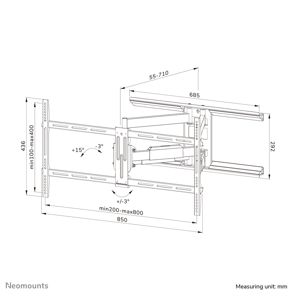 Neomounts WL40-550BL18 TV-beugel wand 43-75" - full motion - Easy Install - Afbeelding 18