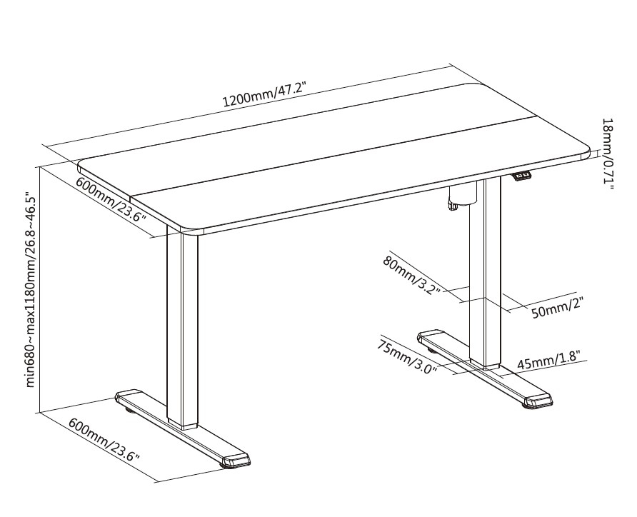 Equip ERGO Elektrisch zit-sta bureauframe met bureaublad, zwart - Afbeelding 10