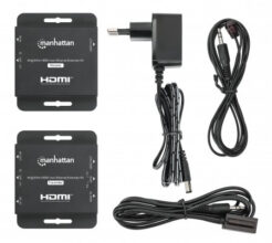 Manhattan HDMI-extenderkit 4K via Ethernet, verlengt 4K@30 Hz tot 40 m of 1080p@60 Hz tot 70 m via Cat6-kabel, zender en ontvanger, voeding via kabel (PoC), zwart, 3 jaar garantie - Afbeelding 6