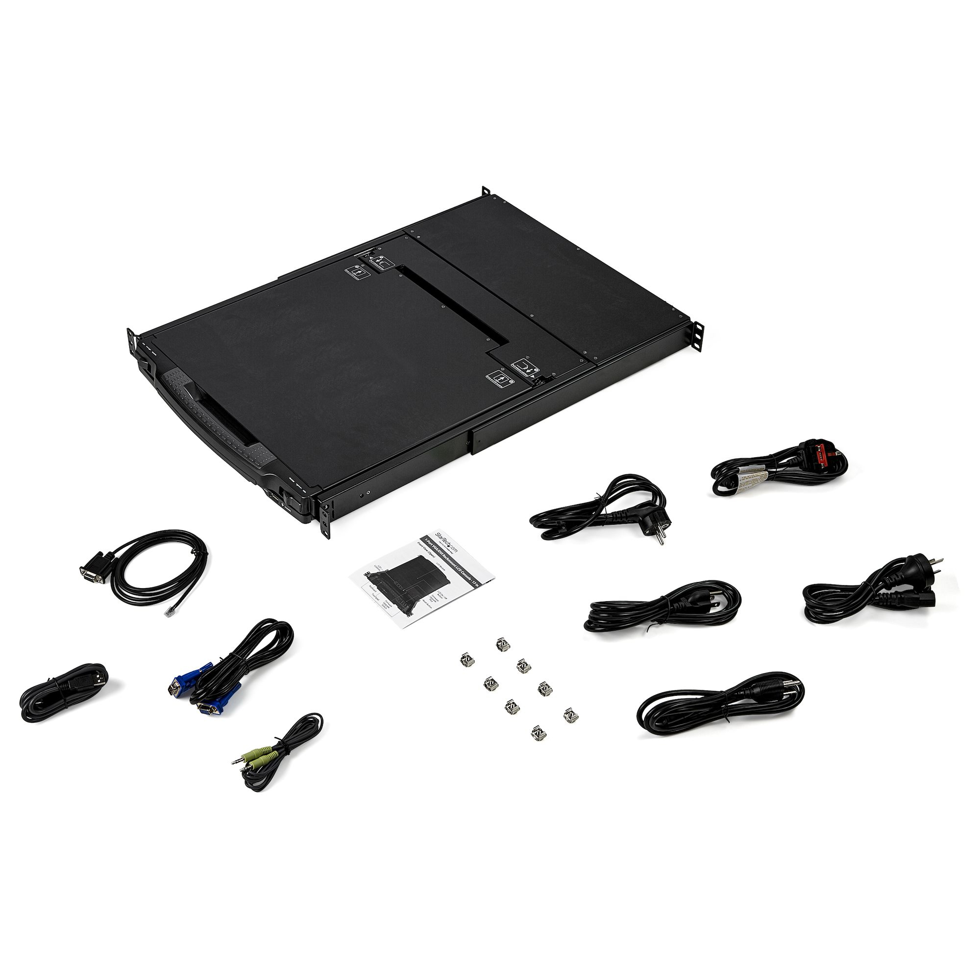 StarTech.com Dual Rail KVM Rack Console, HD 1080p, Single Port DVI/VGA KVM met 17" LCD Scherm voor Server Rack, Universele 1U LCD KVM Console met Kabels, USB Support, 50000 MTBF, QWERTY Keyboard - Afbeelding 6