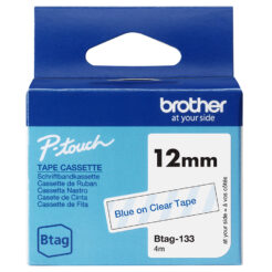 Brother BTAG-133 labelprinter-tape Blauw op transparant