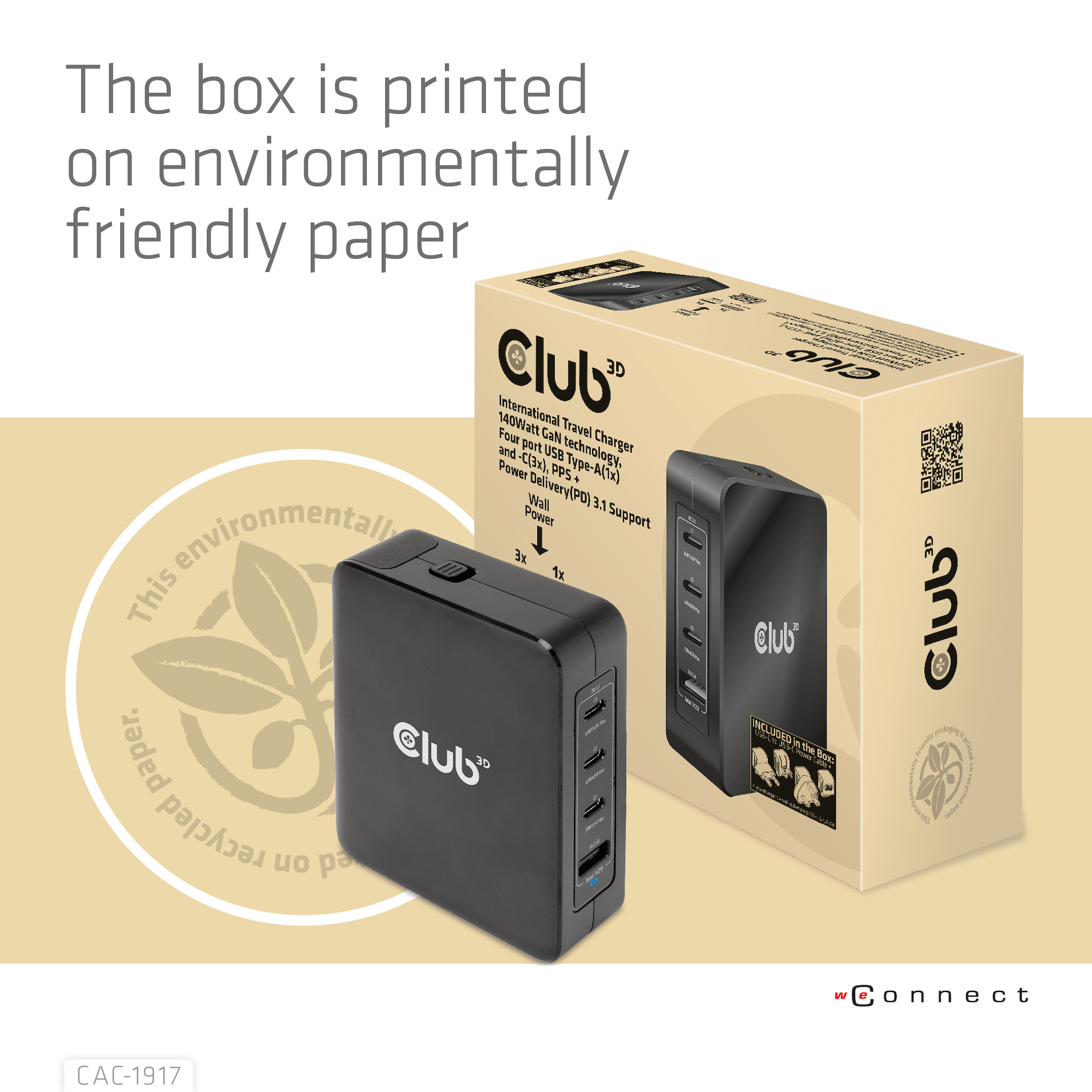 CLUB3D Internationale reislader 140 W GaN-technologie, vier poorten USB Type-A (1x) en -C (3x), PPS + Power Delivery (PD) 3.1-ondersteuning - Afbeelding 11