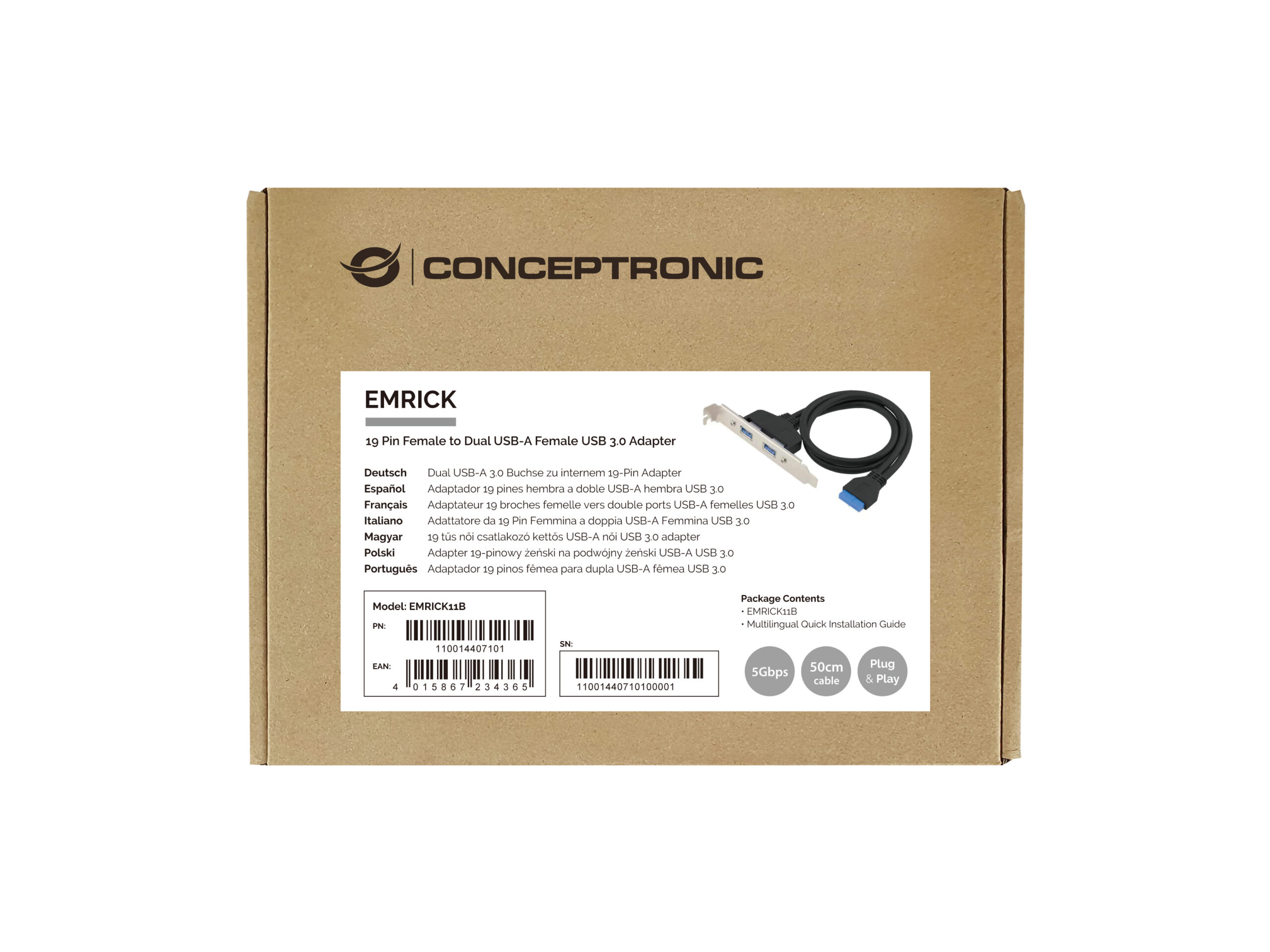 Conceptronic EMRICK11B interfacekaart/-adapter Intern USB 3.2 Gen 1 (3.1 Gen 1) - Afbeelding 4