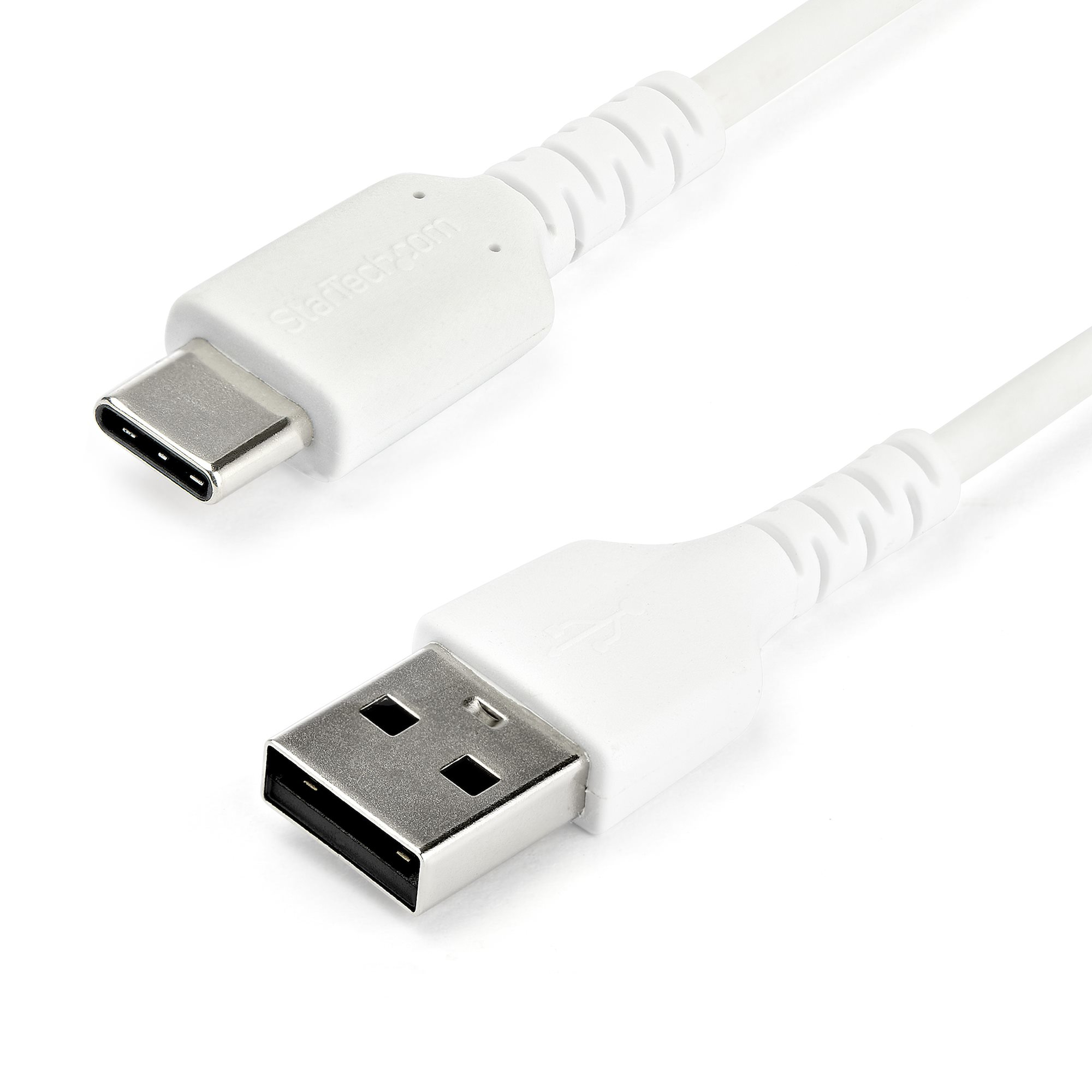 StarTech.com 2m USB-A naar USB-C Laadkabel, Robuuste Fast Charge & Sync Kabel, 3A, USB 2.0, TPE Mantel en Aramidevezels - Witte USB Oplaadkabel - Afbeelding 2