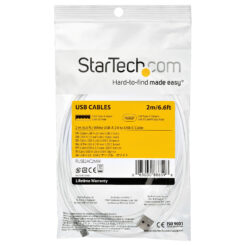 StarTech.com 2m USB-A naar USB-C Laadkabel, Robuuste Fast Charge & Sync Kabel, 3A, USB 2.0, TPE Mantel en Aramidevezels - Witte USB Oplaadkabel - Afbeelding 8