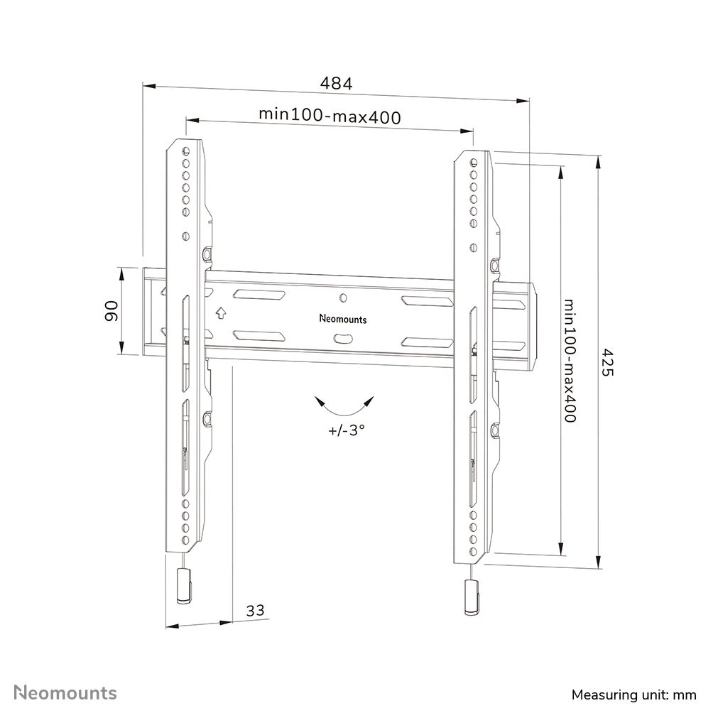 Neomounts WL30S-850BL14 TV-beugel wand 32-75" - vlak - vergrendelbaar - snelle installatie - Afbeelding 20