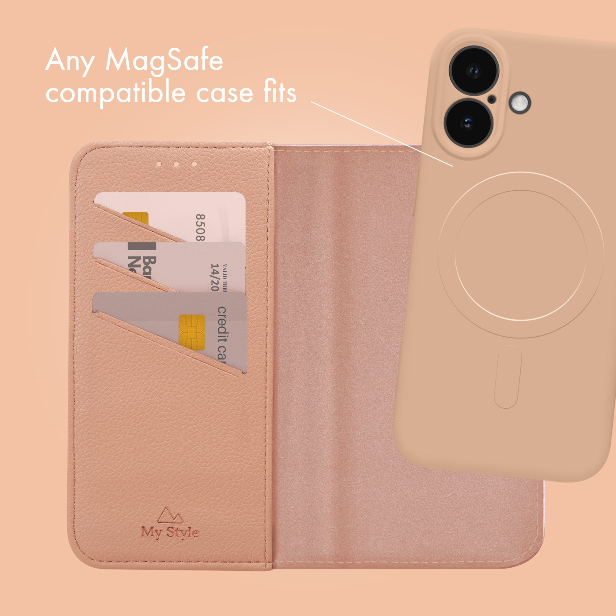 My Style Universal MagSafe Compatible Wallet - Soft Pink 6.3" (Without Case) - Afbeelding 3