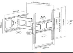 Equip 650315 32“-55” Draaibare TV-muurbeugel - Afbeelding 5