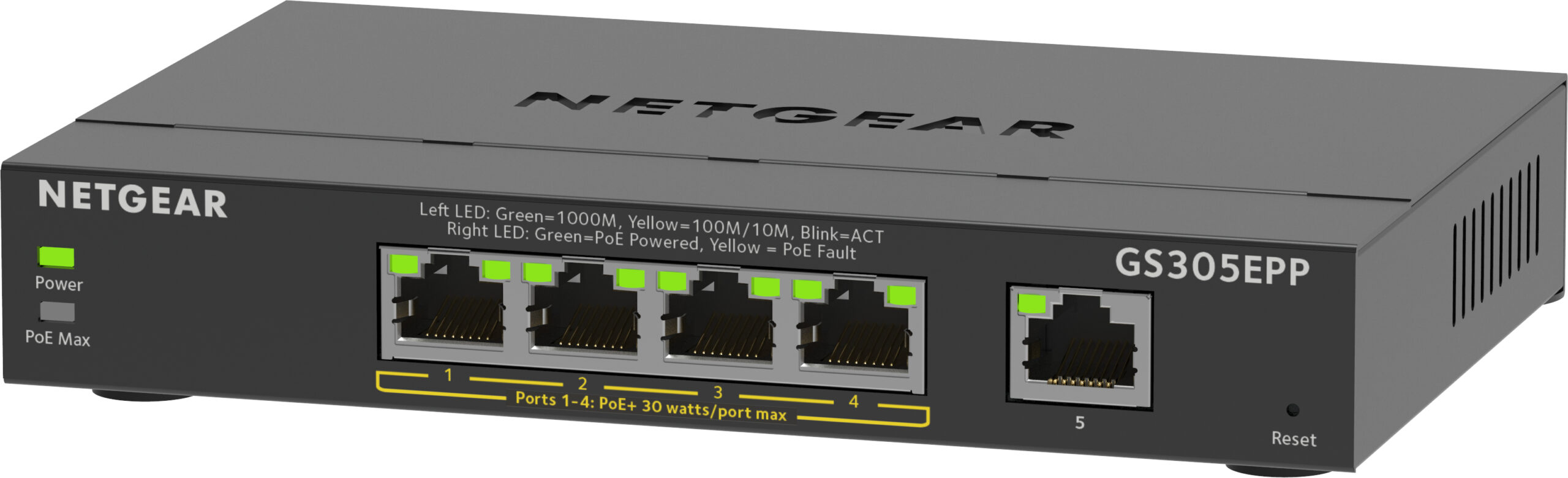 NETGEAR 5-Port Gigabit Ethernet High-Power PoE+ Plus Switch (GS305EPP) - Afbeelding 4