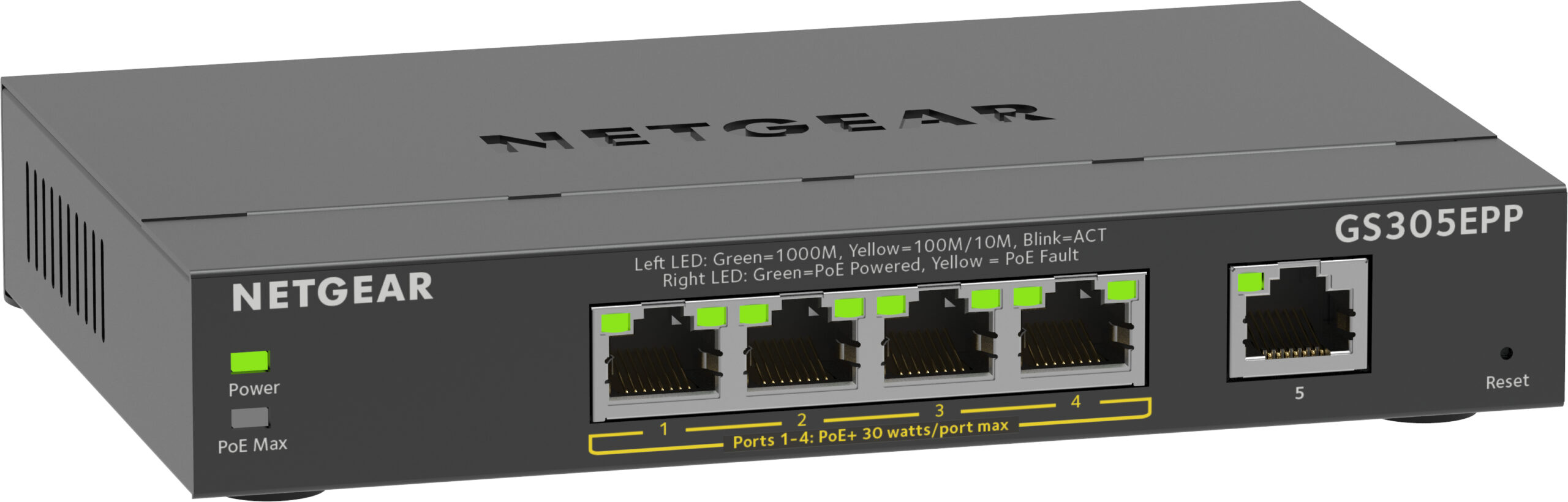 NETGEAR 5-Port Gigabit Ethernet High-Power PoE+ Plus Switch (GS305EPP) - Afbeelding 5
