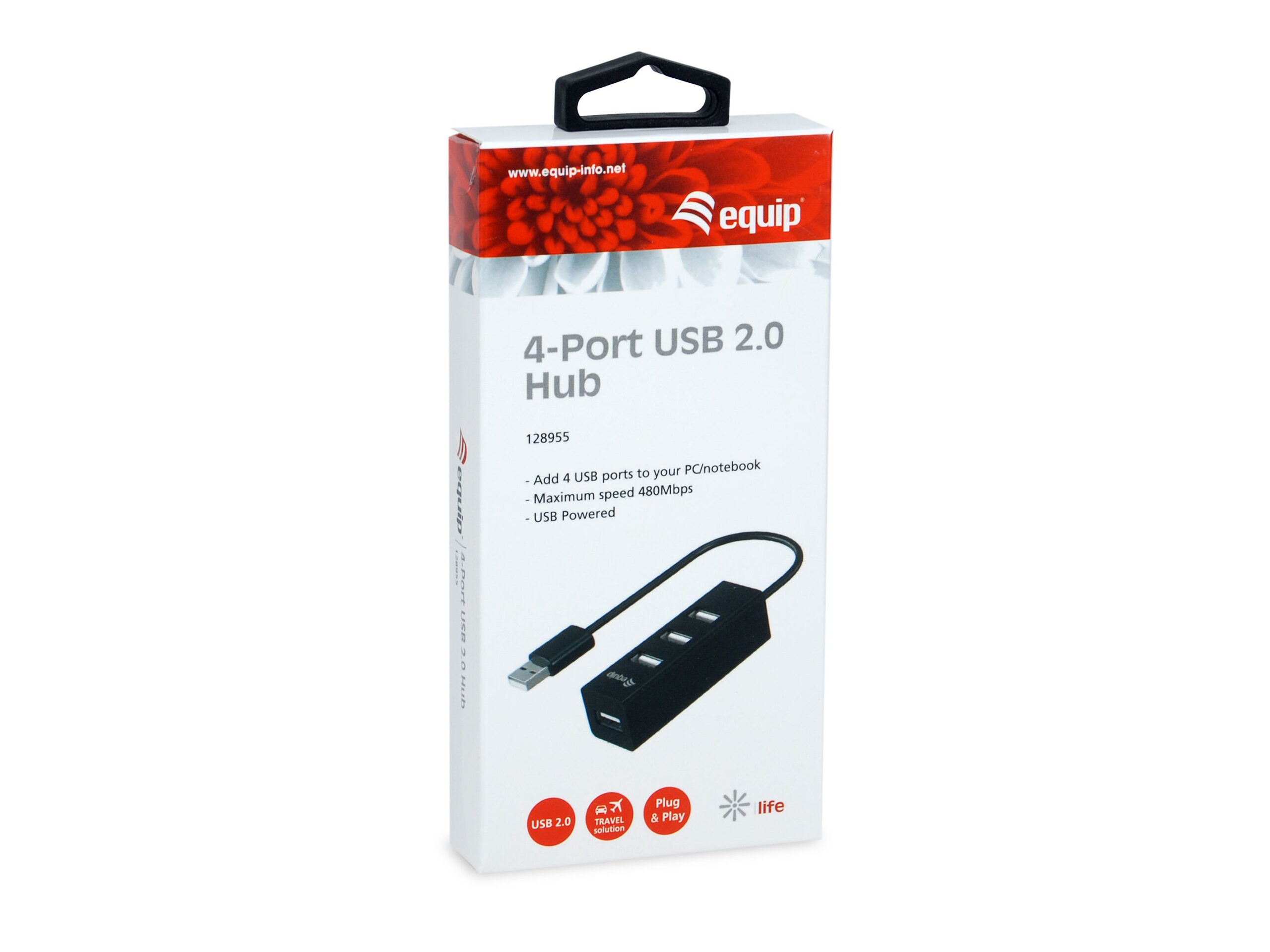 Equip 128955 interface hub USB 2.0 480 Mbit/s Zwart - Afbeelding 4