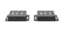 Manhattan HDMI-extenderkit 4K via Ethernet, verlengt 4K@30 Hz tot 40 m of 1080p@60 Hz tot 70 m via Cat6-kabel, zender en ontvanger, voeding via kabel (PoC), zwart, 3 jaar garantie - Afbeelding 3