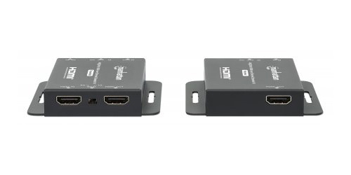 Manhattan HDMI-extenderkit 4K via Ethernet, verlengt 4K@30 Hz tot 40 m of 1080p@60 Hz tot 70 m via Cat6-kabel, zender en ontvanger, voeding via kabel (PoC), zwart, 3 jaar garantie - Afbeelding 3