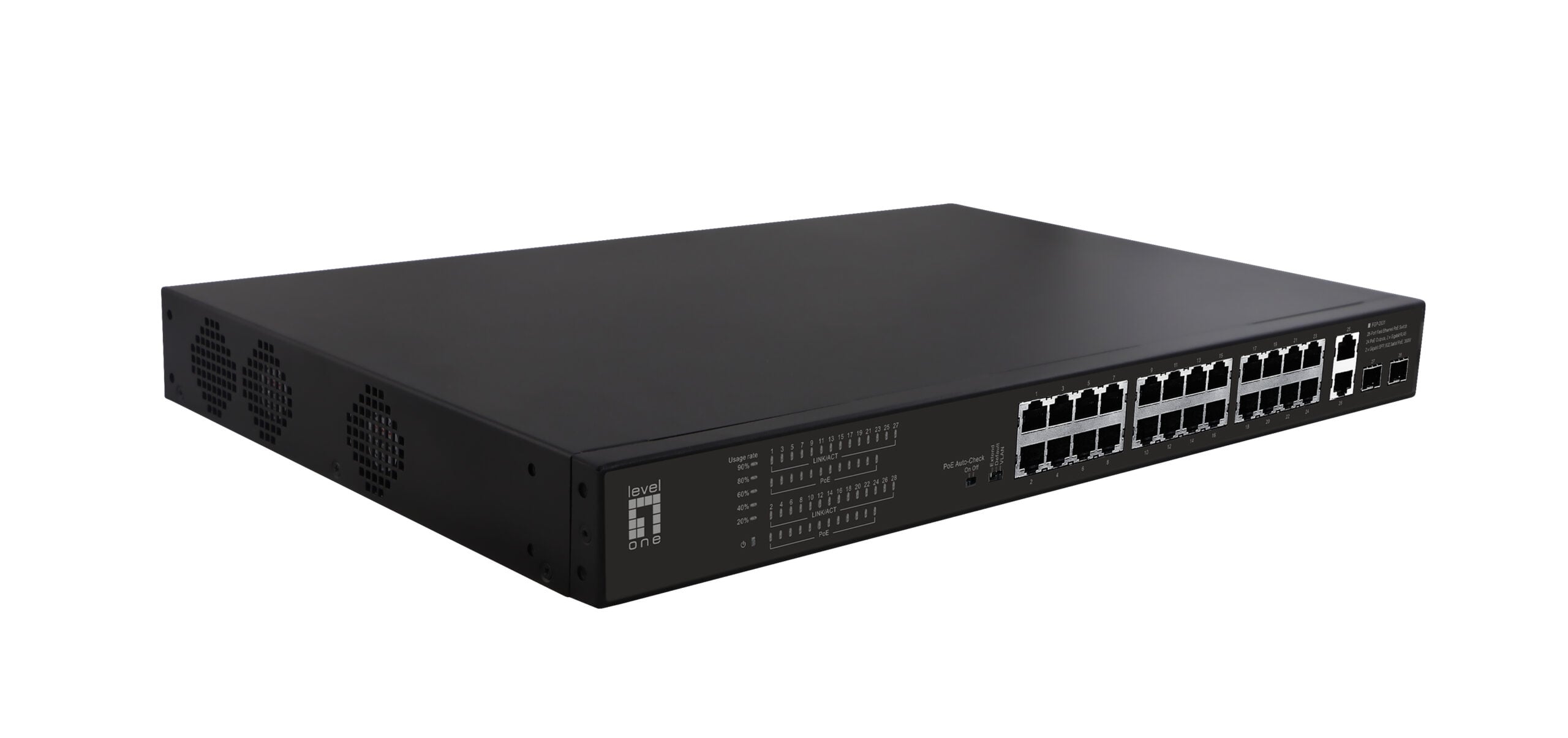 LevelOne FGP-2831 netwerk-switch Unmanaged Fast Ethernet (10/100) Power over Ethernet (PoE) 1U Zwart