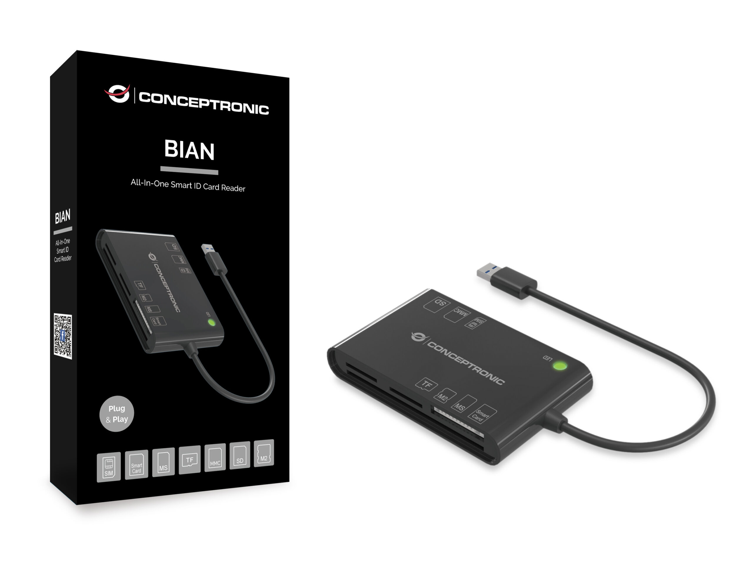 Conceptronic BIAN01B smart card reader Binnen USB 3.2 Gen 1 (3.1 Gen 1) Zwart - Afbeelding 4