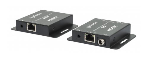 Manhattan HDMI-extenderkit 4K via Ethernet, verlengt 4K@30 Hz tot 40 m of 1080p@60 Hz tot 70 m via Cat6-kabel, zender en ontvanger, voeding via kabel (PoC), zwart, 3 jaar garantie - Afbeelding 2