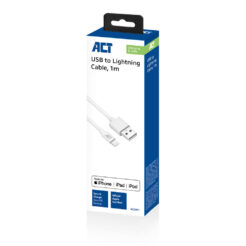ACT USB 2.0 laad- en datakabel A male - Lightning male 1 meter, MFI gecertificeerd - Afbeelding 3
