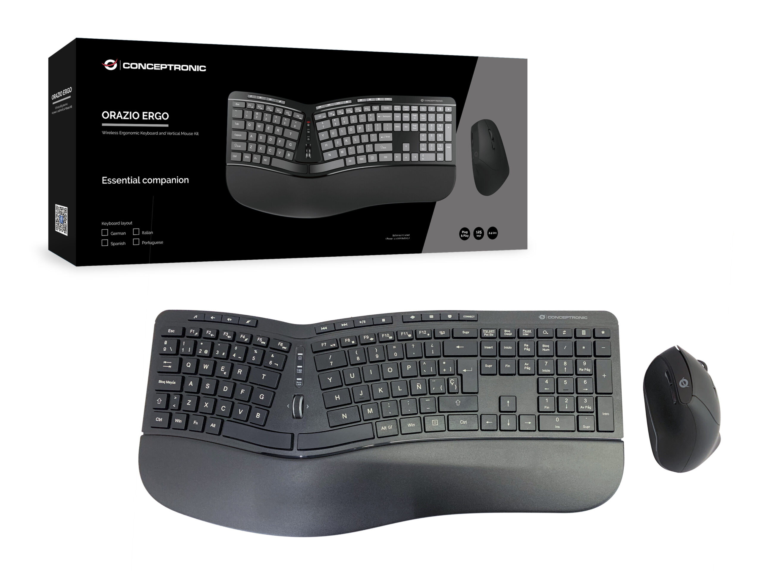 Conceptronic ORAZIO02ES toetsenbord Inclusief muis Kantoor RF Draadloos QWERTY Spaans Zwart - Afbeelding 6