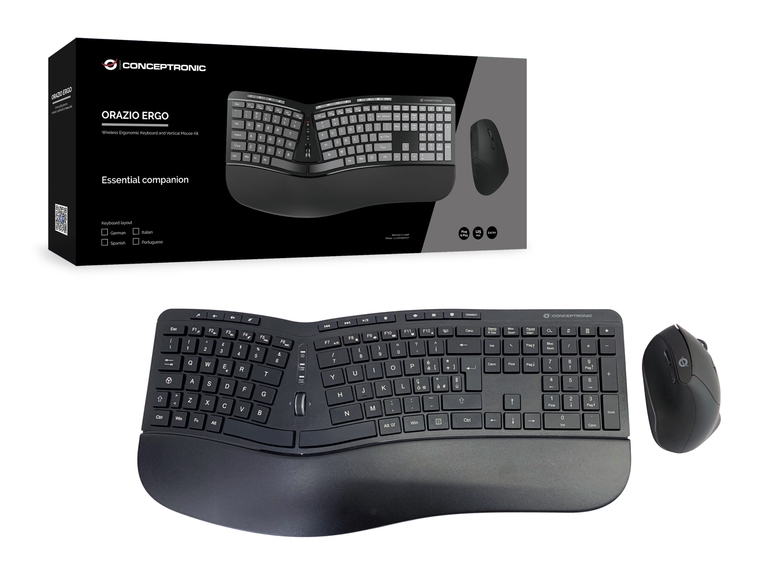 Conceptronic ORAZIO02IT toetsenbord Inclusief muis Kantoor RF Draadloos QWERTY Italiaans Zwart - Afbeelding 6