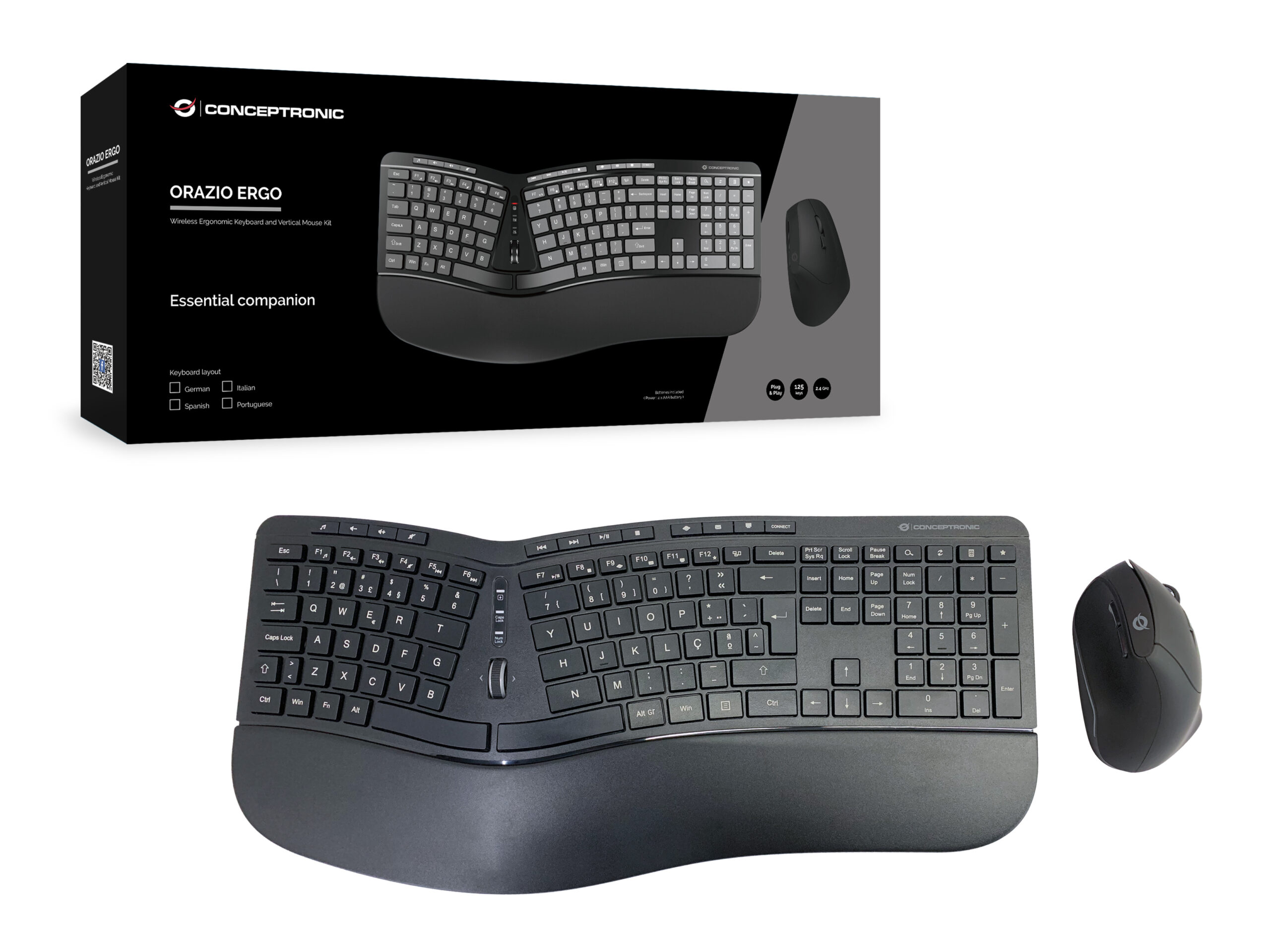 Conceptronic ORAZIO02PT toetsenbord Inclusief muis Kantoor RF Draadloos QWERTY Portugees Zwart - Afbeelding 6